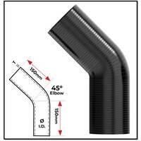 1 1/4" (32MM) BLACK 45° SILICONE BEND (4 PLY REINFORCED 4MM THICK)