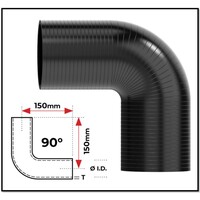 1 3/4" (45MM) BLACK 90° SILICONE BEND (4 PLY REINFORCED 4MM THICK)