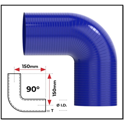 1 3/8" (35MM) BLUE 90° SILICONE BEND (4 PLY REINFORCED 4MM THICK)