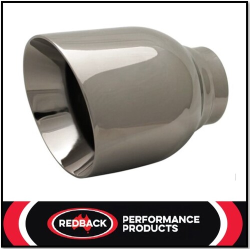 3" INLET 4" OUTLET REDBACK BLACK CHROME ANGLE CUT EXHAUST TIP (5 1/8" LONG)